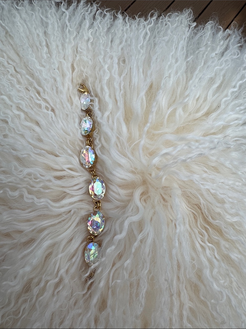 Sorrelli Bracelet with Iridescent Clear Crystal Oval Stones set in Bright Gold - Picture 6 of 6